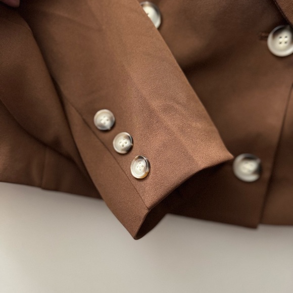 Avec Les Filles Brown Double-Breasted Blazer - Picture 4 of 11
